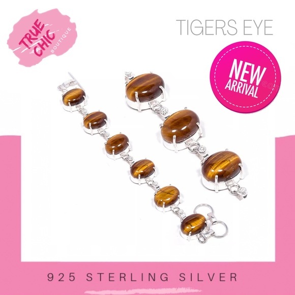 Beautiful Tigers Eye Link Bracelet.  Handcrafted and set in 925 Sterling Silver. - Picture 1 of 2